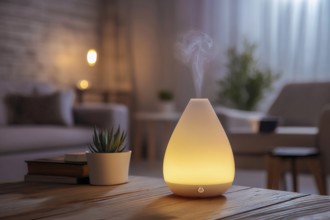 Air purifier and humidifier in a living room. Clean air and healthy environment with clean air. Air