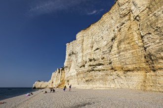 Endless beach, lined with impressive cliffs under a blue sky, The cliffs and alabaster coast of