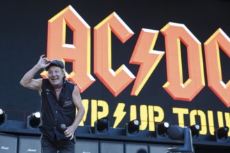 Brian Johnson, lead singer of AC/DC live on Power Up Tour 2025 at the Olympiastadion Berlin on 30