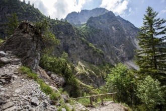 Hiking trail from Gaißalpe to Unterer Gaißalpsee, behind Rubihorn, near Oberstdorf, Oberallgäu,