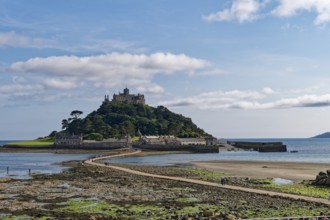 Saint Michael's Mount off the English coast in the English Channel. Marazion, Cornwall, South West