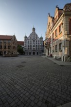 Memmingen, Merktplatz with town hall, Bavaria, Germany