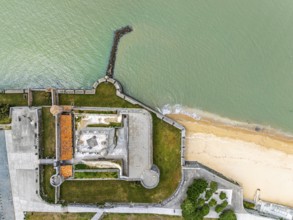 Top Down view over castle Fouras from a drone, Fouras-les-Bains, Charente-Maritime,