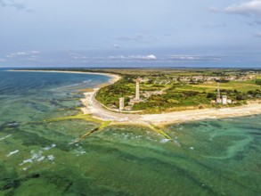 WHALE LIGHTHOUSE from a drone, Saint-Clement-des-Baleines, Atlantic, France