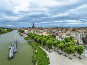 Libourne from a drone, Gironde, Nouvelle-Aquitaine, Saint-Emilion and Pomerol, Southwestern France