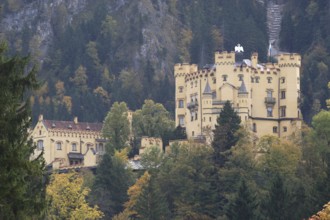 Hohenschwangau Castle near Füssen in autumn, Allgäu, Bavaria, Germany, Allgäu, Bavaria, Germany