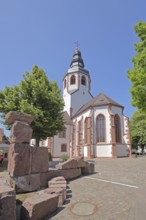 Romanesque St Martin's Church and Romanesque Fountain, Kirchplatz, Ettlingen, Black Forest,