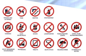 Prohibited objects, prohibition signs at an open air concert