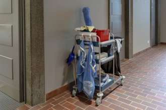 Cleaning trolley with utensils