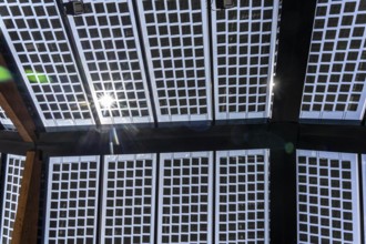 Transparent solar roof of the electric charging station on the site of the former Lohberg colliery