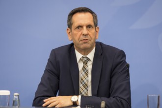 Olaf Lies (SPD, Minister-President of Lower Saxony) during a press conference after the