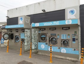 Wash.ME Revolution Laundry launderette service washing machines, Pewsey, Wiltshire, England, UK