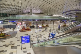 People mover inside of the Hong Kong International Airport in Hong Kong, China