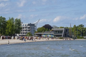 Baltic Sea Info Centre, sandy beach, spa beach, coastline, Eckernförde, Baltic Sea,