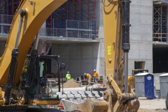 Detroit, Michigan - Construction of the 25-story JW Marriott Detroit Water Square hotel