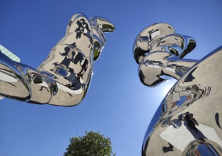 Stainless steel sculpture entitled Points of View by Tony Cragg, Mathildenhöhe, Darmstadt, Hesse,