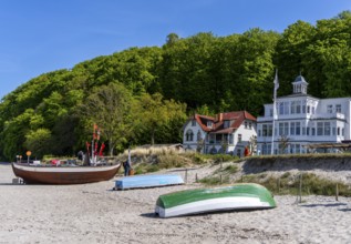 Wooden boats on the beach at Binz, Rügen, Mecklenburg-Western Pomerania, Germany