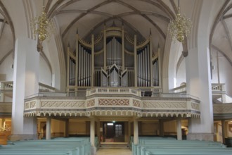 Organ of the UNESCO St. Mary's Church, interior view, town church, market square, Luther city