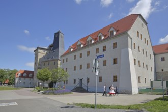 Former historic salt office built in the 17th century, now a hotel, pedestrianised, Bad Dürrenberg,