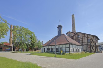 Halloren- und Salinemuseum, former salt works, factory and production for salt extraction, chimney,