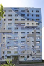 Mural by Danilo Halle 2019 on high-rise building, street art, graffiti, Voßstraße, Halle an der