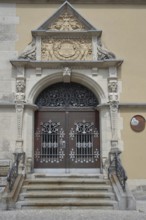 Portal of the baroque town hall, entrance, Köthen, Saxony-Anhalt, Germany