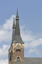 Church towers of the late Gothic St Jacob's Church, Köthen, Saxony-Anhalt, Germany