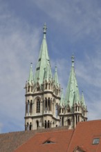 Late Romanesque UNESCO cathedral with twin towers, landmark, St Peter and Paul, cathedral, Saale,