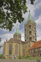 Late Romanesque UNESCO Cathedral of St Peter and Paul with twin towers, landmark, Saale, Naumburg,