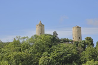 Castle with towers in the forest, Saaleck, Bad Kösen, Saale, Naumburg, Saxony-Anhalt, Germany