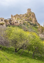 View of the ghost town of Craco, Basilicata, Italy