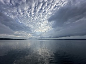 Evening mood, many clouds, Lake Starnberg, Bavaria, Germany