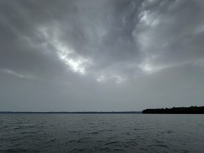 Dark clouds over Lake Starnberg, Bavaria, Germany