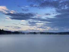 Evening atmosphere, fog over Lake Starnberg, Bavaria, Germany