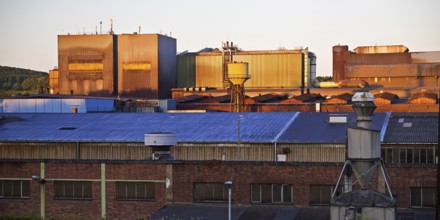 Deutsche Edelstahlwerke at sunrise, Witten, Ruhr area, North Rhine-Westphalia, Germany