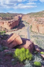 Road winding up canyon, Grand Staircase Escalante National Monument, Utah, USA, North America