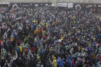 Heavy rain at the Rock am Ring Festival on Saturday, Nürburgring race track race track, 07.06.2025