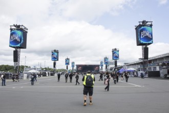 Infield with speaker towers at the Rock am Ring Festival on Friday, Nürburgring race track race