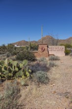 Sign at the Red Hills Visitor Center of the Organ Pipe Cactus National Monument in southern