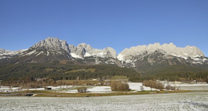 Panorama, View of the Wilder Kaiser, Wilder Kaiser, Ellmau, Tyrol, Austria