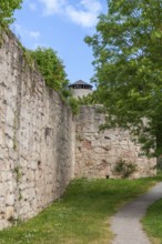 Hiking trail along medieval town wall, defence defence tower, Bad Sooden-Allendorf, Allendorf