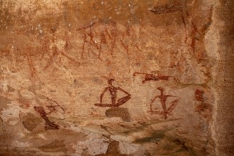 Depictions of people on a rock slab, petroglyphs, rock engravings, Twyfelfontein, Kunene, Namibia