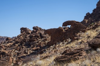 Lion's Mouth rock formation, Twyfelfontein, desert landscape, Kunene, Namibia