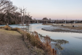 Guadalupe River flowing through Louise Hays Park in Kerrville, Texas, USA
