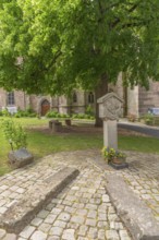 Forecourt of St Crucis Church, Bad Sooden, Allendorf, Allendorf district, memorial stone to the