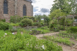 Church and Bible garden of St. Crucis Church, Bad Sooden, Allendorf, Allendorf district, symbol for