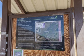 Sign at trailhead provides information for the Bar Canyon Trail in Organ Mountains - Desert Peaks