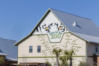 Main building near the entrance of the Alabama Gulf Coast Zoo in Gulf Shores, Alabama, USA