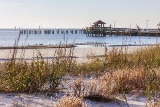 Fishing pier in the Gulf of Mexico at Gulfport, Mississippi, USA