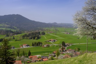 View of the Leitzach Valley from the Schwarzenberg near Hundham, Leitzach Valley, Upper Bavaria,